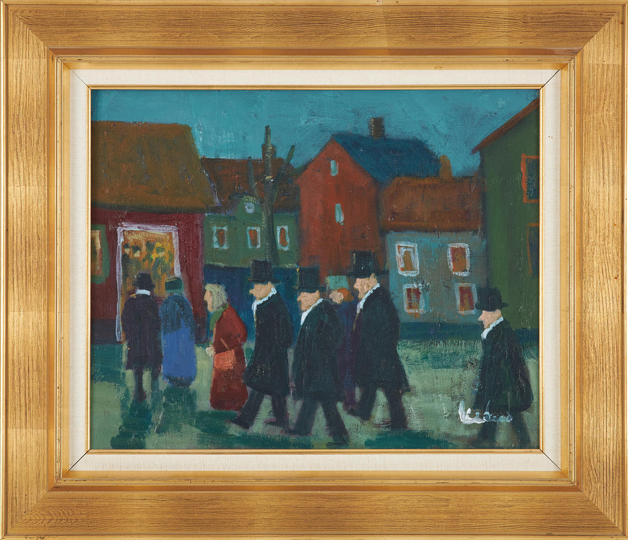 OIDENTIFIERAD KONSTNÄR. Figurkomposition, olie på lærred, signeret.