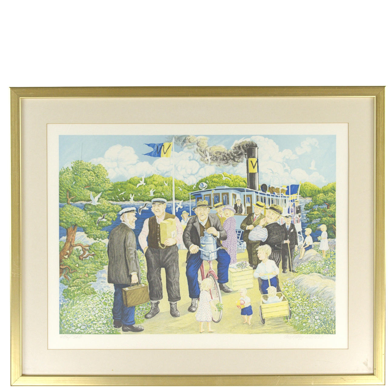 BENGT HÅGE HÄVERÖ. Lithograph, Skärgårdsbrygga, signed.