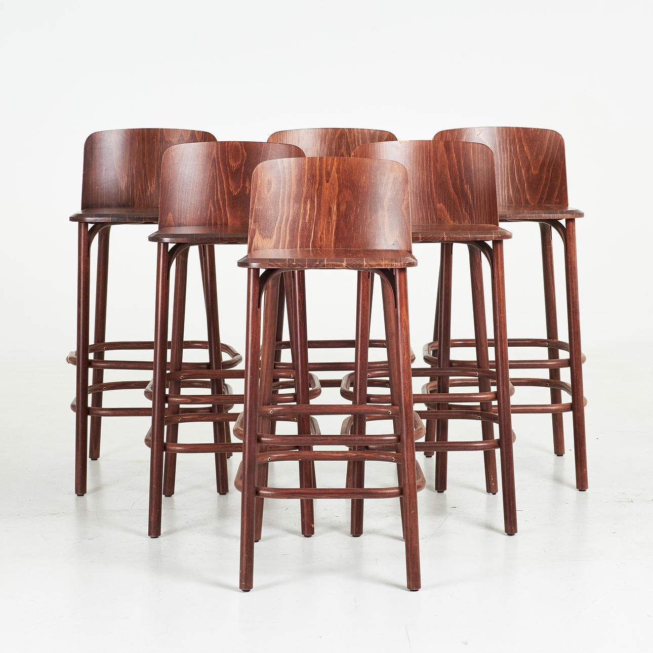 ARIK LEVY. Bar stools, 6 pcs., bonded birch, TON.
