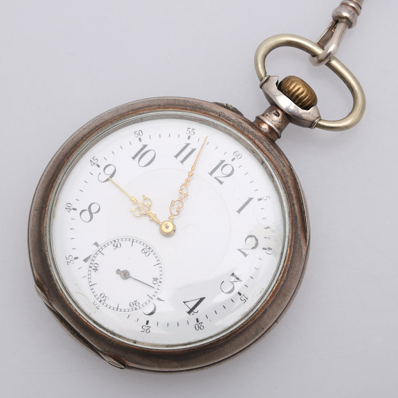 TASKUKELLO, hopeaa, ketju, 1900-luvun alkupuoli.