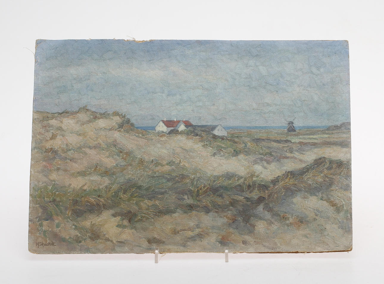 HEDVIG SKARSTEDT. Kustlandskap med hus, olja på duk, signerad, 1900-talets första hälft.