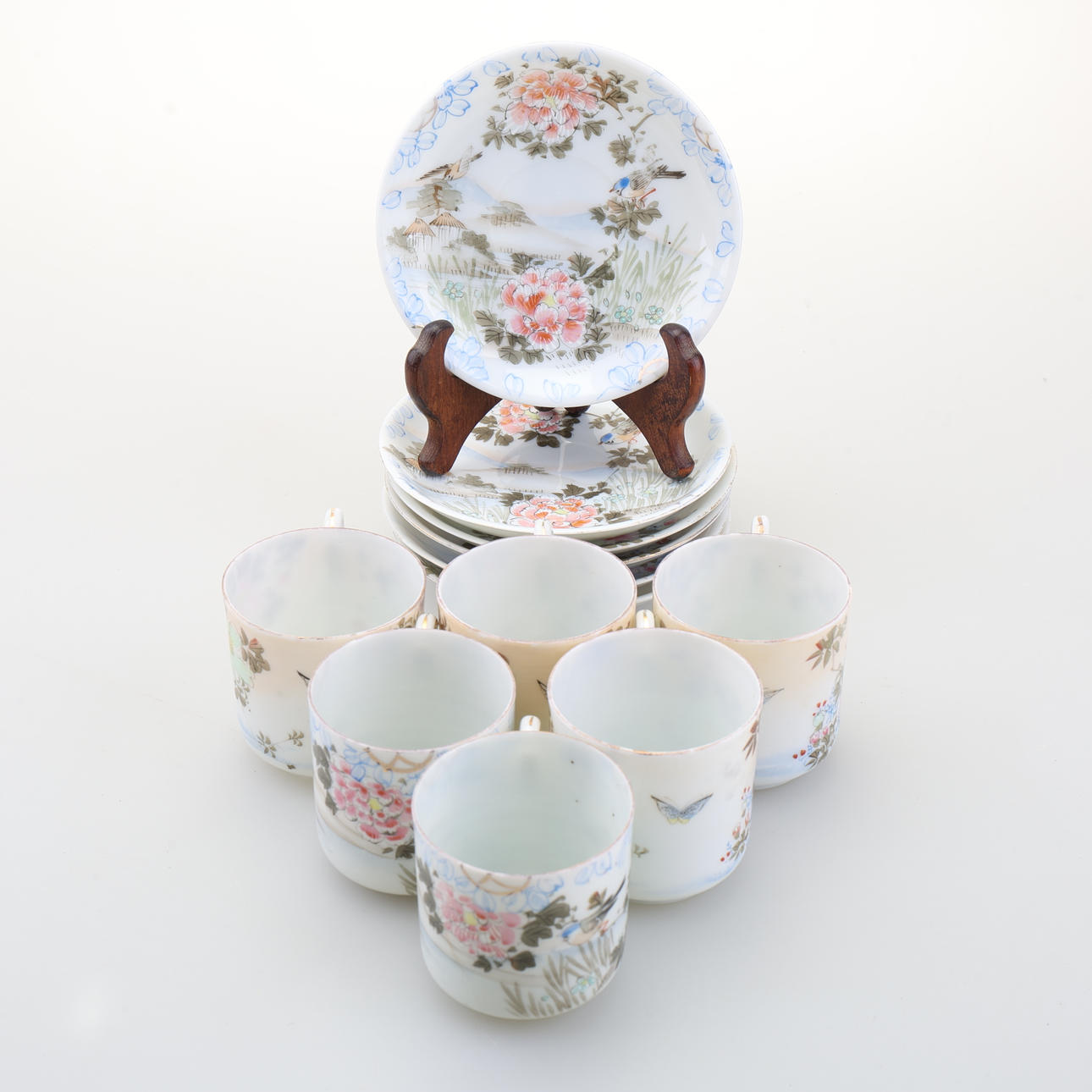 A 12-piece porcelain coffee set.