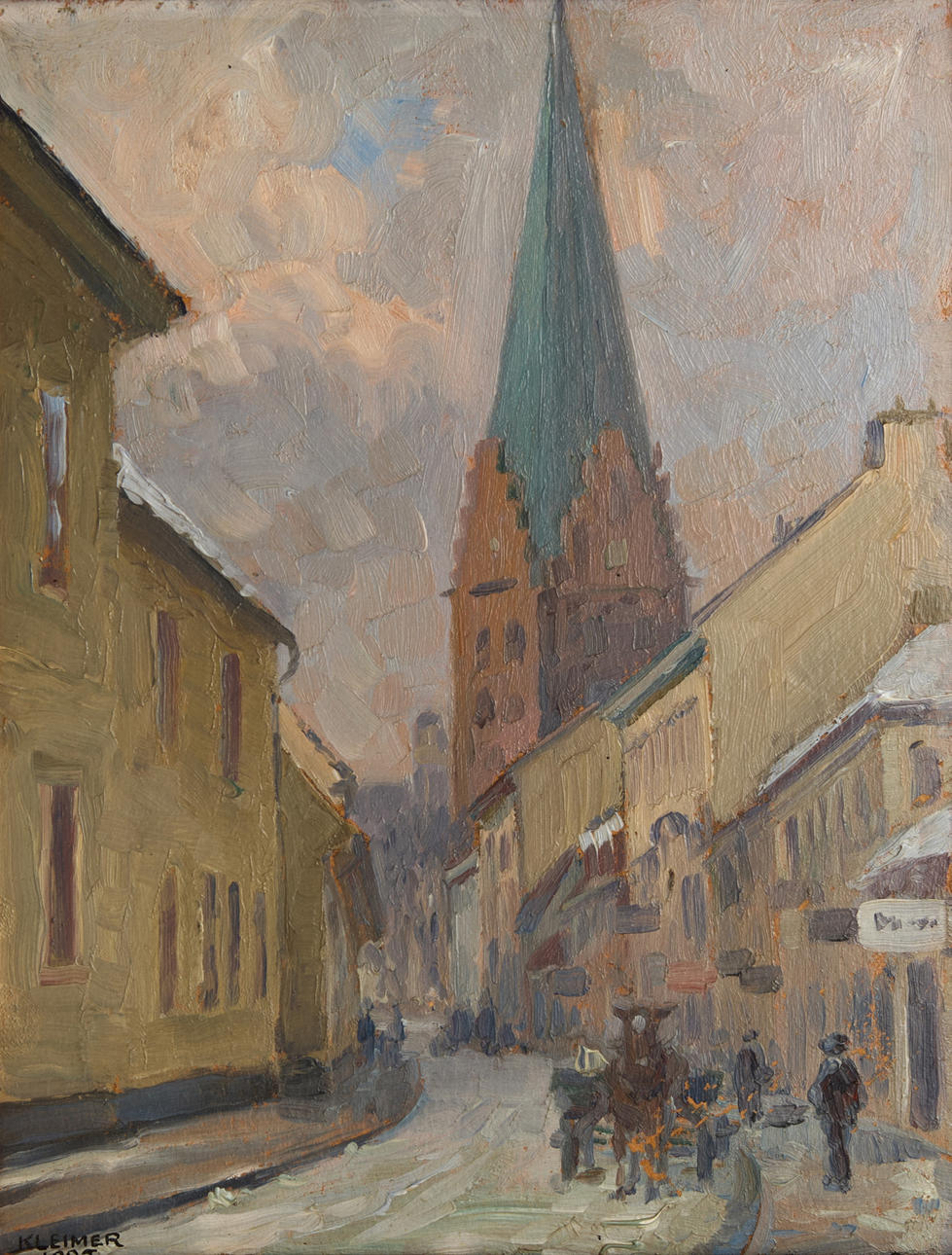 AXEL KLEIMER. City motif, signed and dated KLEIMER 1925, oil on panel.