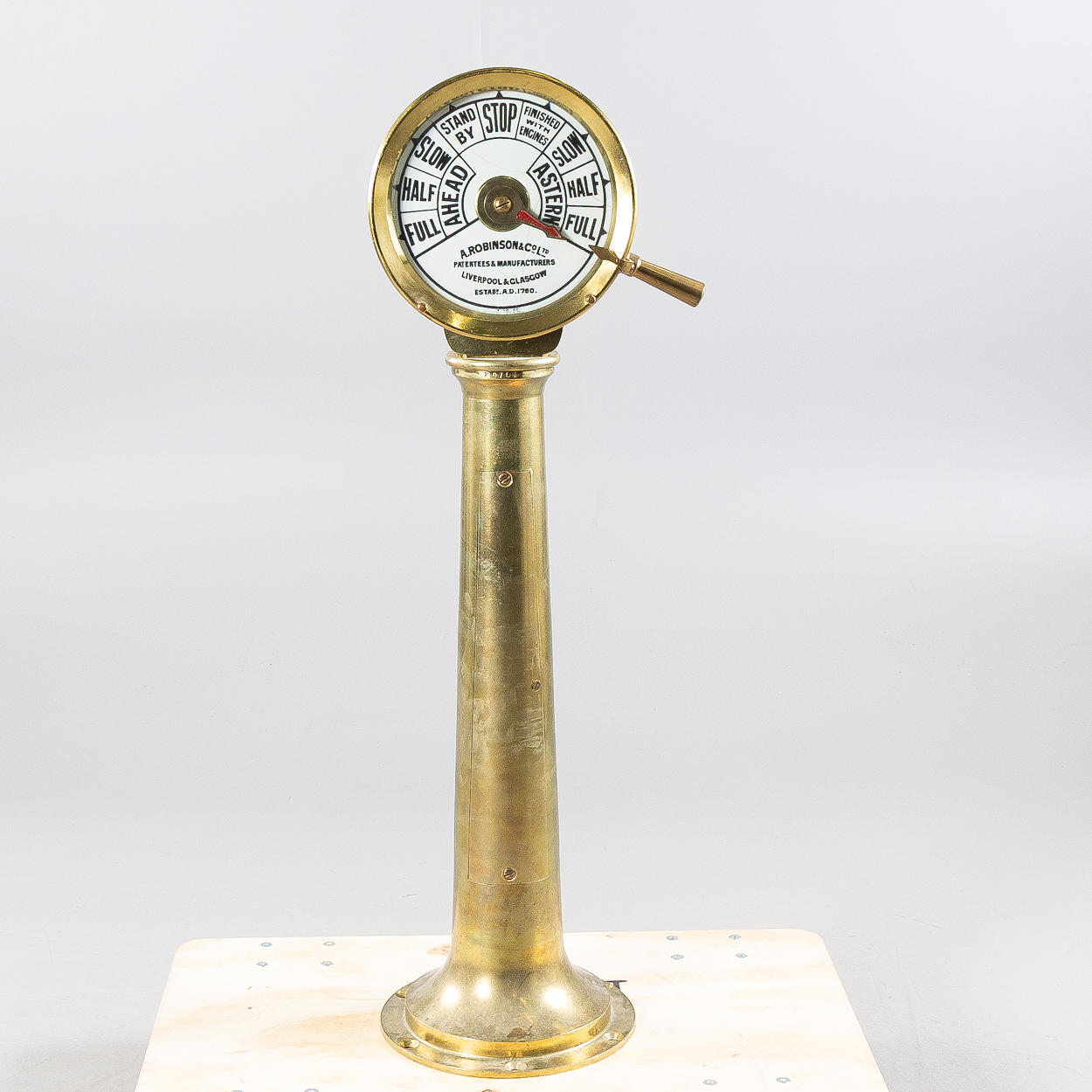 MACHINE TELEGRAPH, replika, A. Robinson & Co, messing, Liverpool & Glasgow.