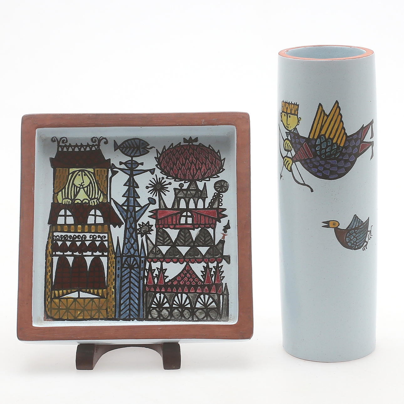 VAS samt ASKFAT, "Karneval", efter Stig Lindberg, fajans, 1900-talets tredje fjärdedel.