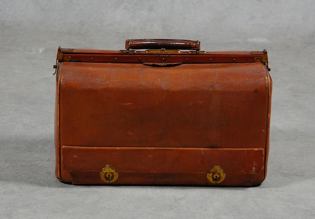 VÄSKA, skinn med insats, London 18-1900-tal.