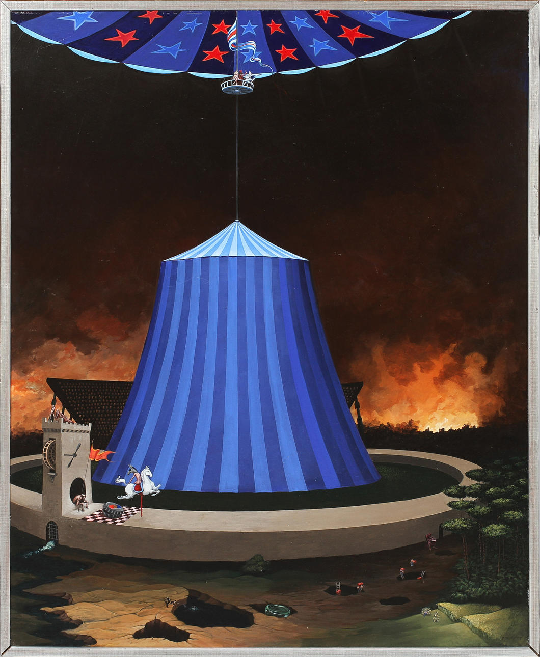 BENGT NORDENBORG. Surrealistisk bild, olja på pannå, signerad.