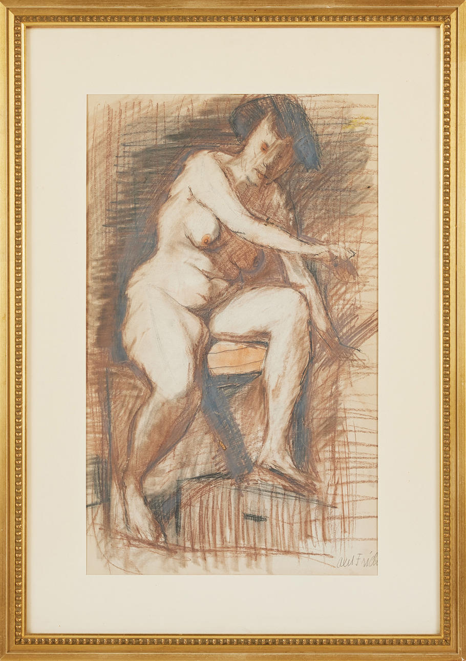 AXEL FRIDELL. Model, pastel, signed Axel Fridell.