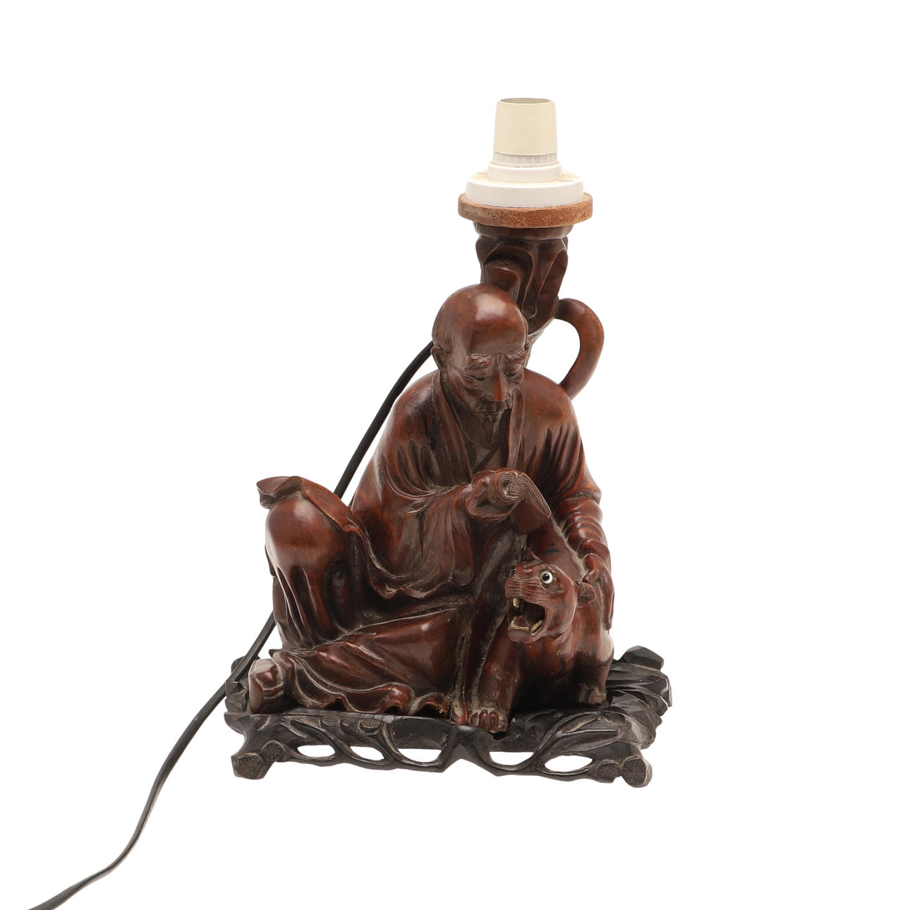 CHINESE CARVED TABLE LAMP.