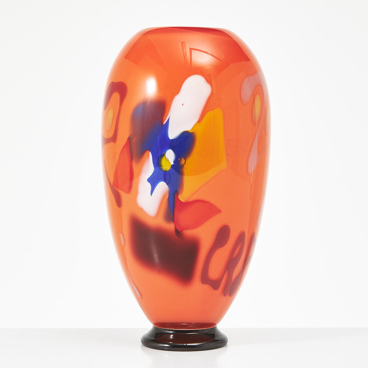 CARLOS R PEBAQUÉ. A unique vase, Sjöhyttan, signed and dated 94, underwing against orange background.