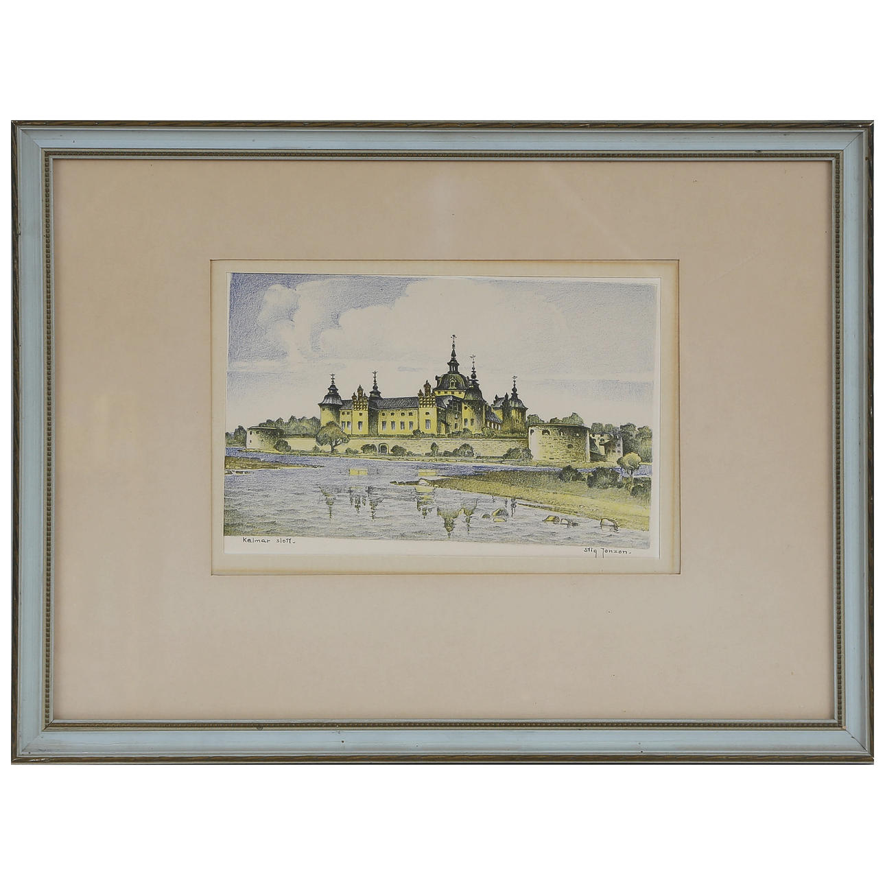 STIG JONZON. COLOR LITHOGRAPHY, KALMAR CASTLE.