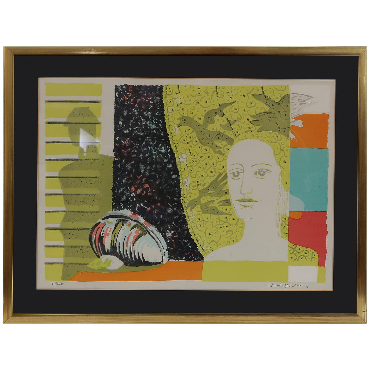 AXEL OLSON. LITHOGRAPH IN COLOURS 31/260, SIGNED.