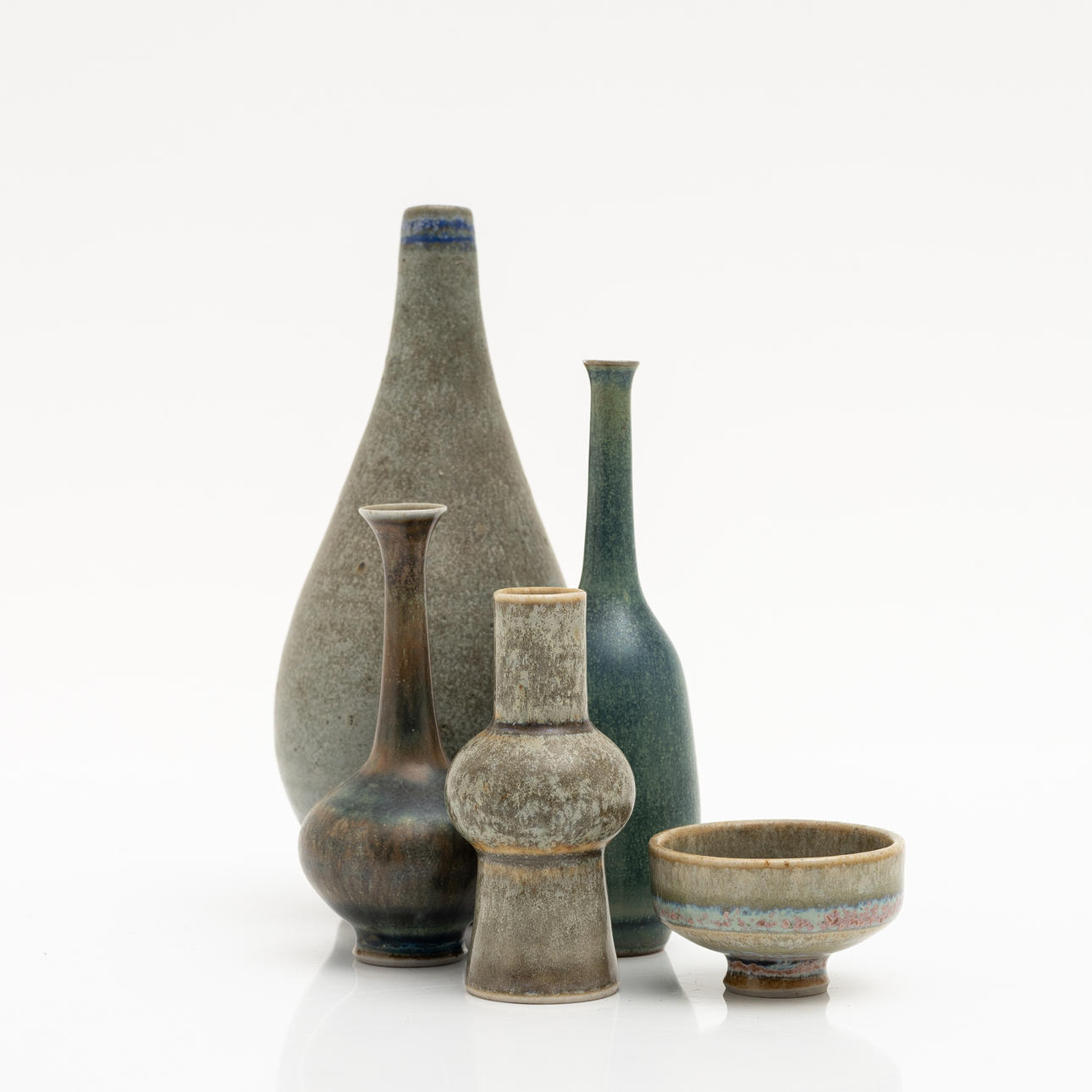 5 STONEWARE MINIATURES, Höganäs and Wallåkra.