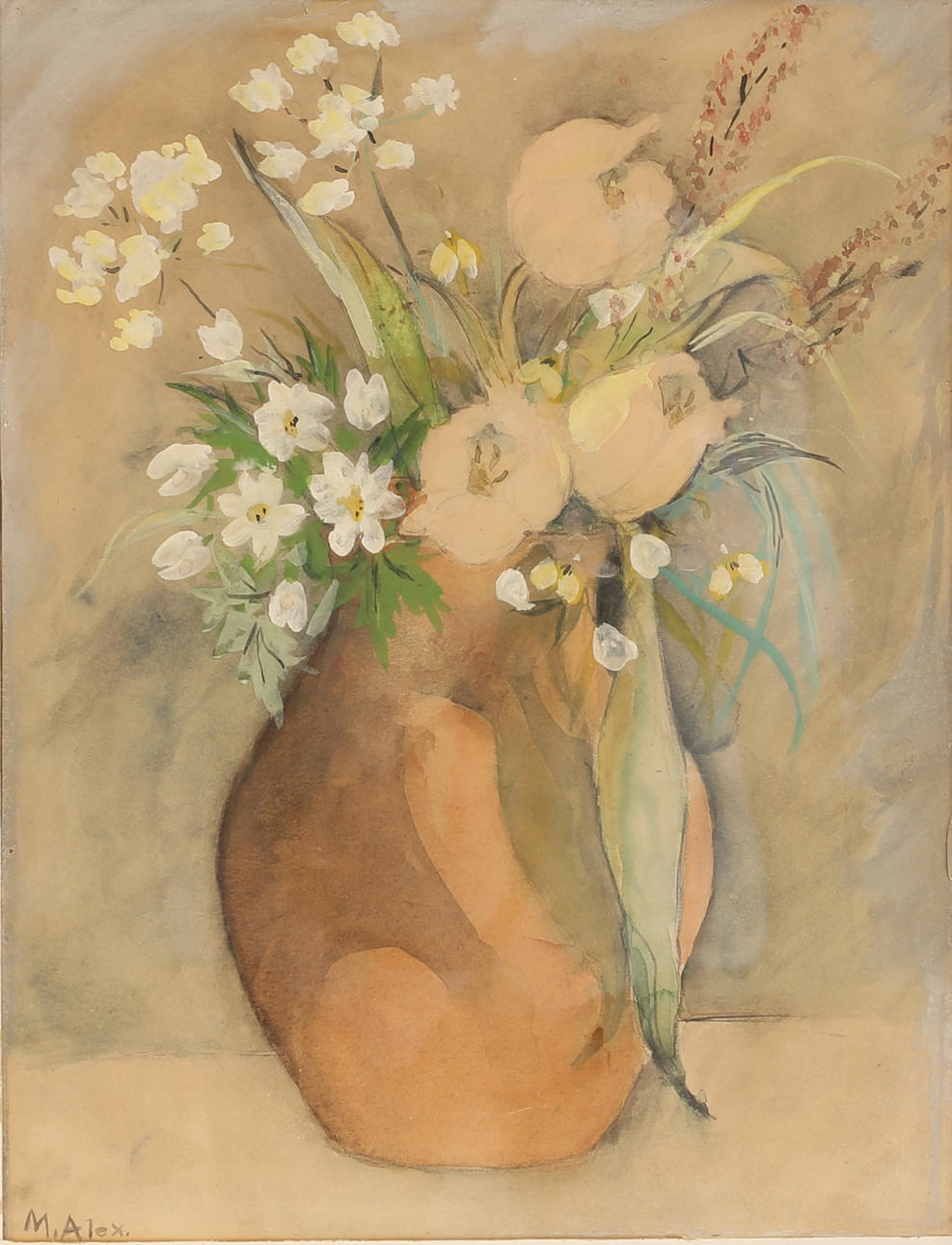 MÄRTA ALEXANDERSSON. Gouache, signed.