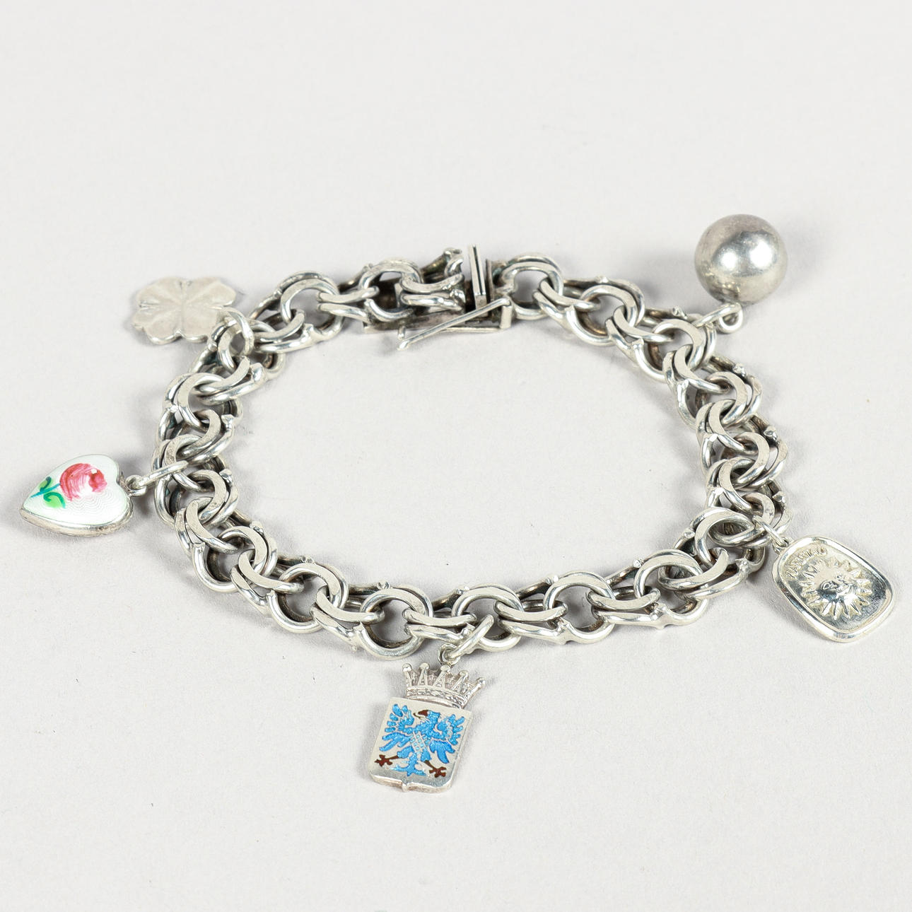 BRACELET Bismarck with charms, silver.