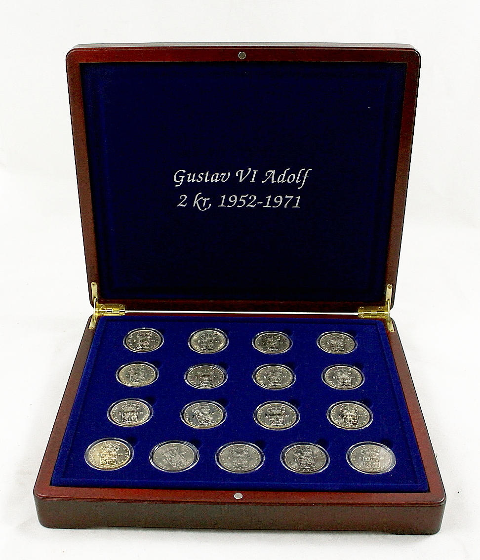 MYNT, 17 st, 2 kronor, Gustav Vl Adolf 1952 - 1971.
