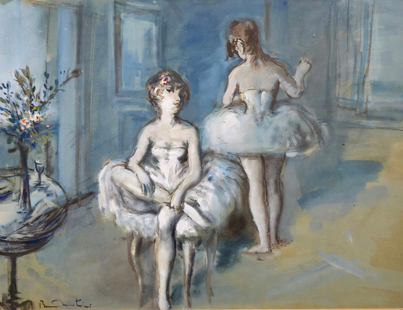 BALLETDANSERE. OLIE PÅ PAPIR. ULÆSELIG UNDERSKRIFT.