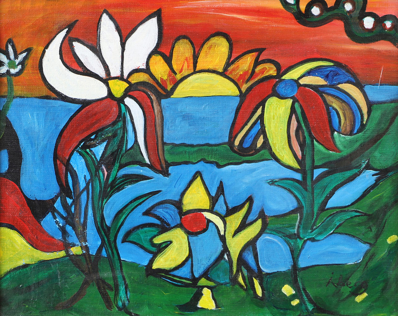 DAVID ÅBERG. Composition with flowers, oil on canvas, signed Åberg.