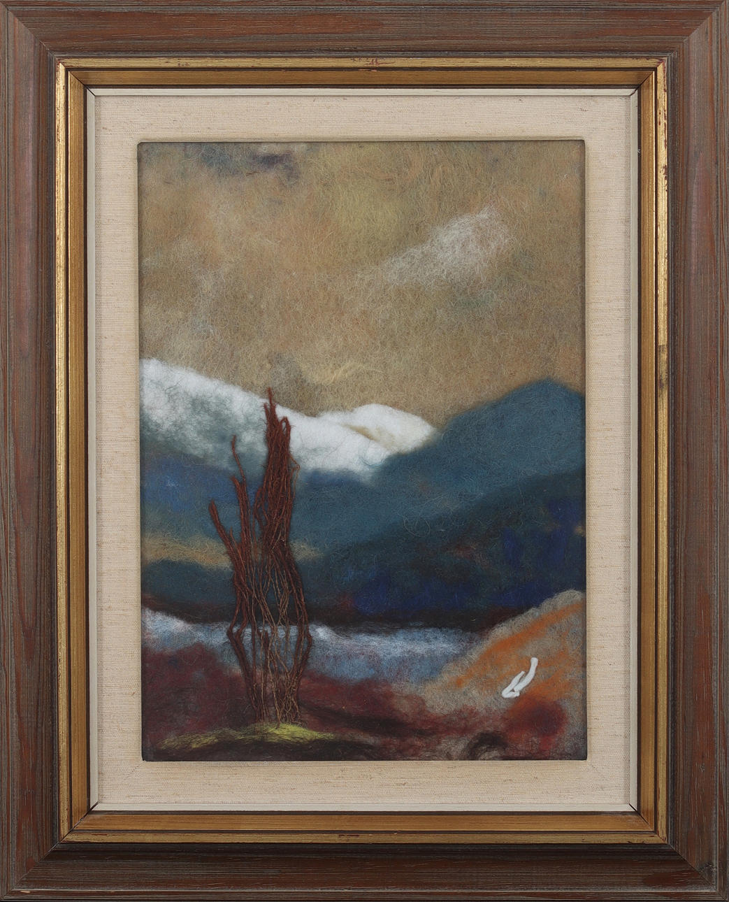 LISA JOHANSSON. Mountain landscape, wool, monogram signed.