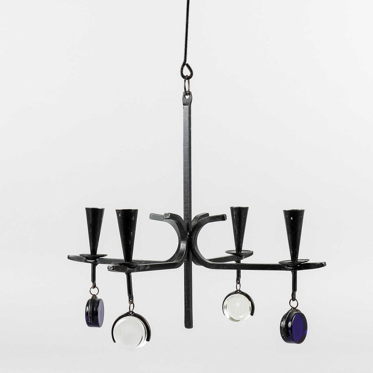 CHANDELIER wrought and glass.