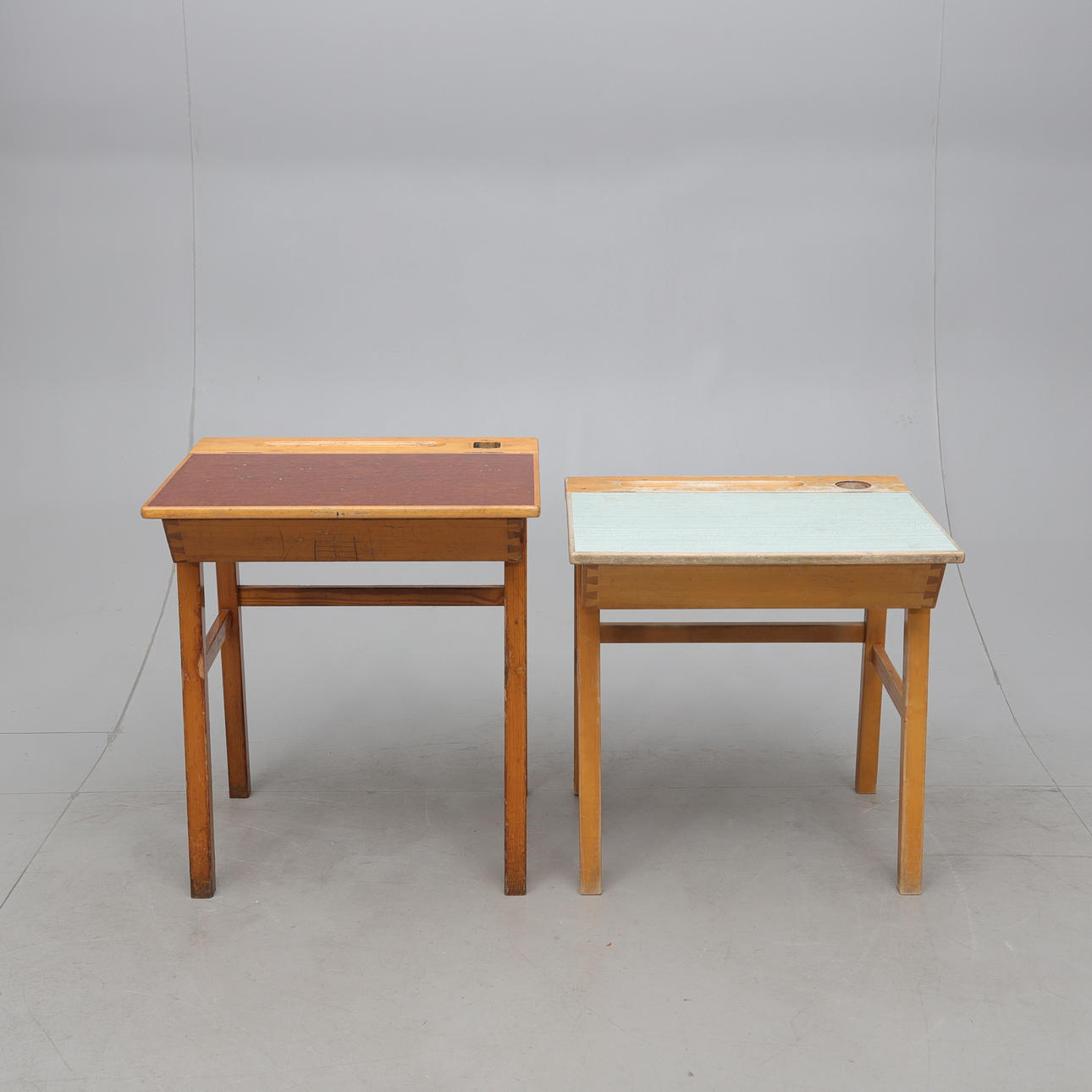 TWO SCHOOL BENCHES, 1950S/60'S.
