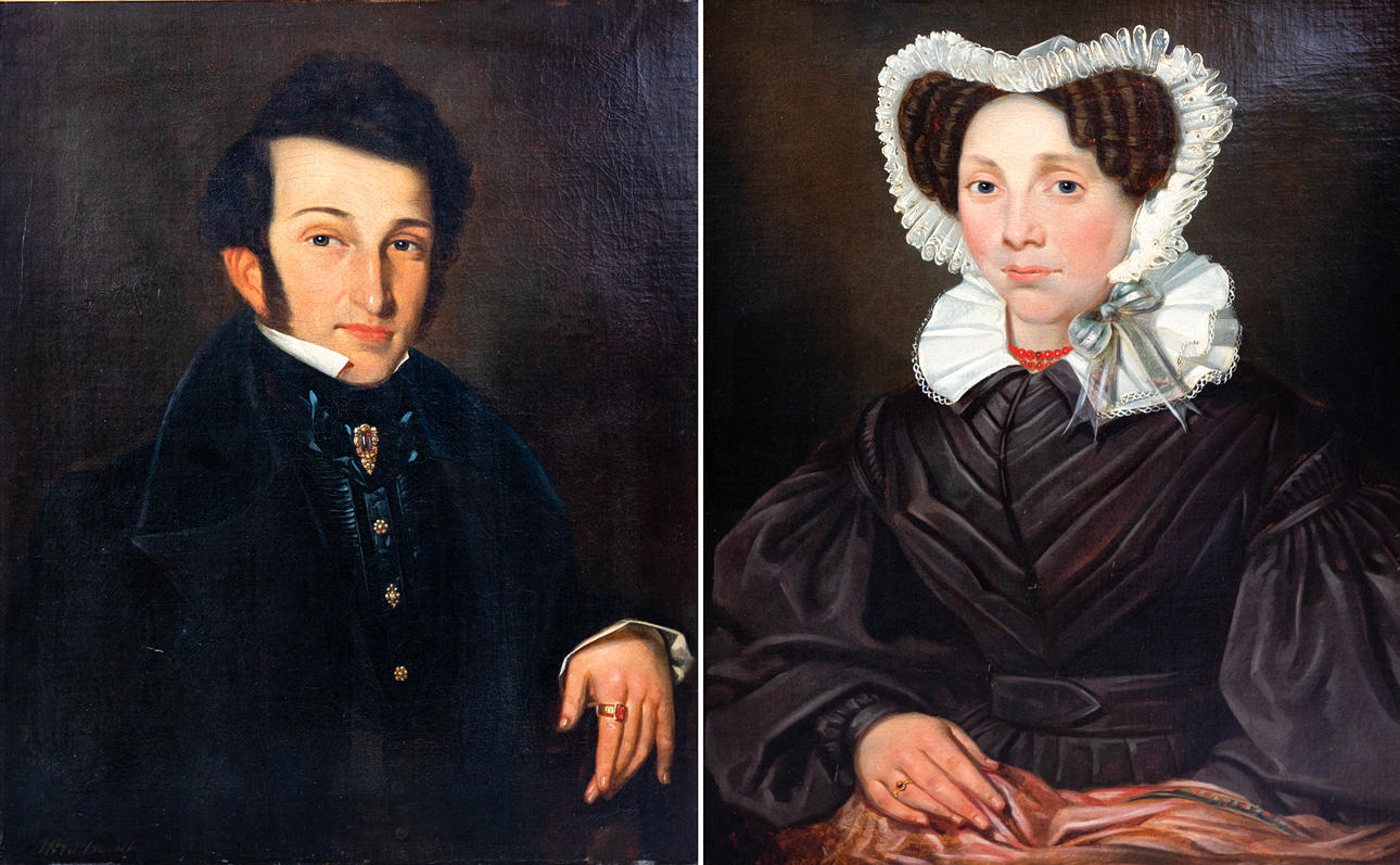 PORTRAITMALER UM 1830. Portraitpaar (2).