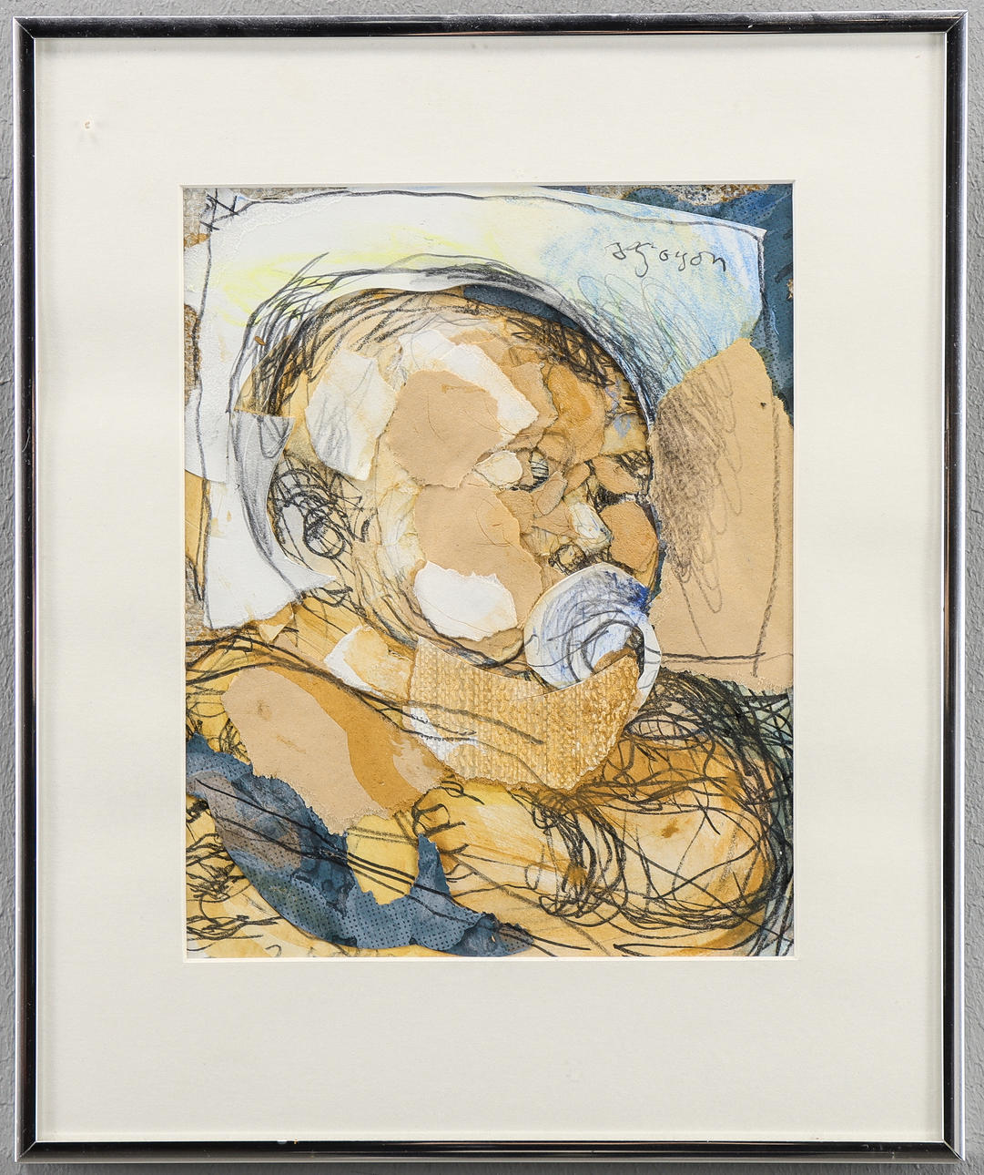 STIG OLSON. Collage, signed.