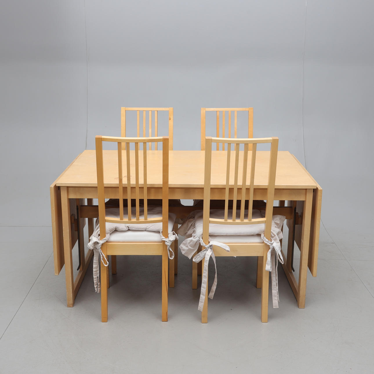 A 7-piece birch dining group, including IKEA “Börje”, 1900/2000's.