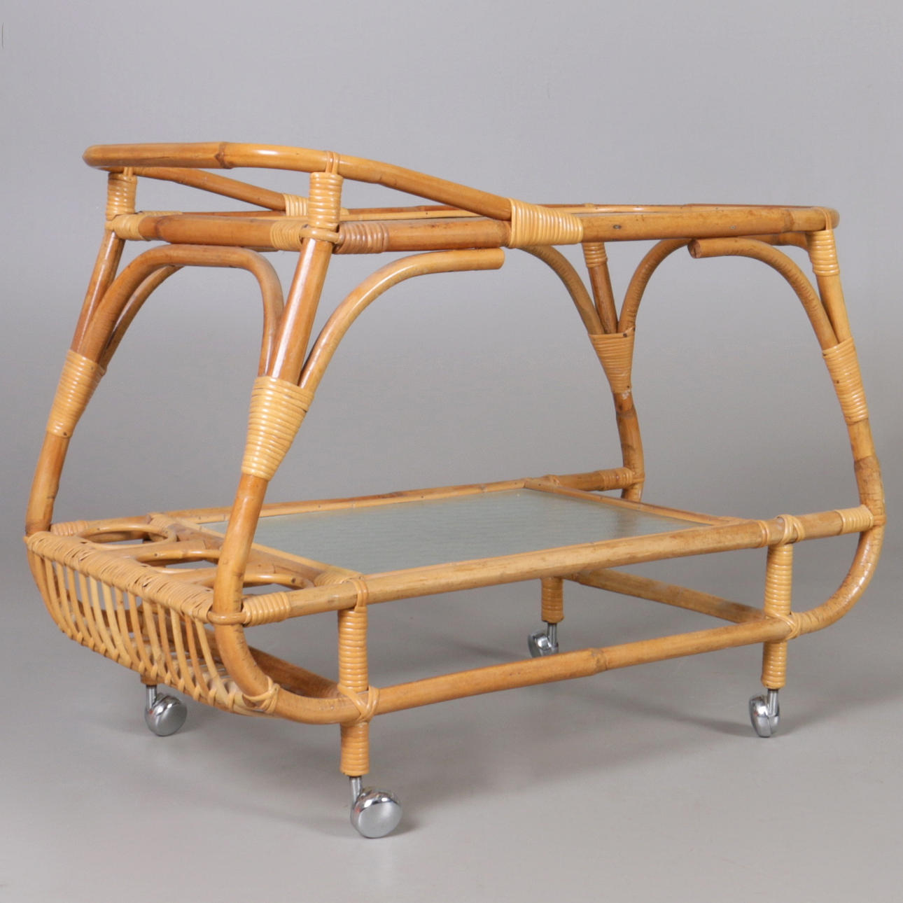 SERVERINGSVAGN, rotting och glas, 1900-tal.