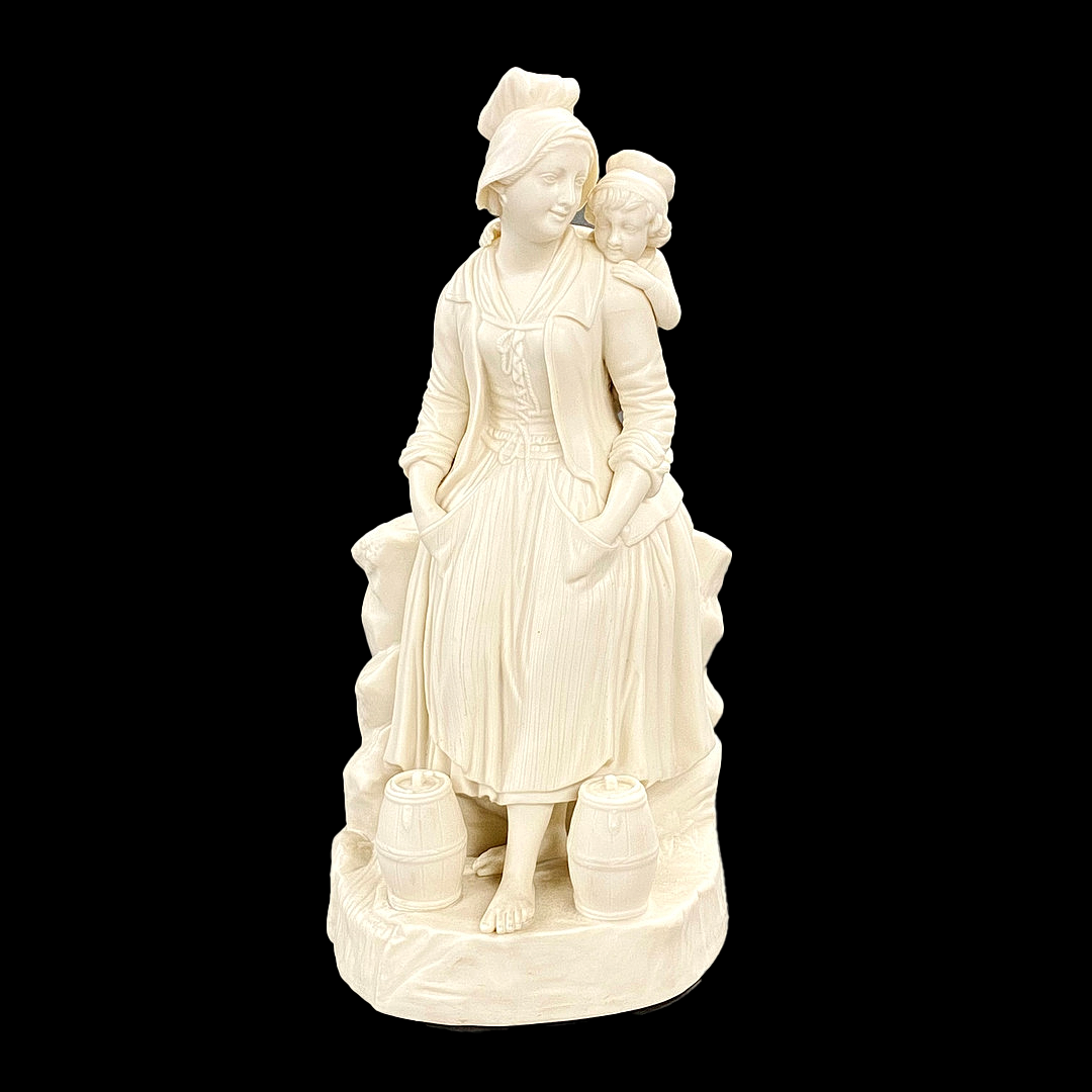 GROSSE PARIANWARE-FIGUR EINER MUTTER UND EINES KINDES AUS DEM 19. JAHRHUNDERT.