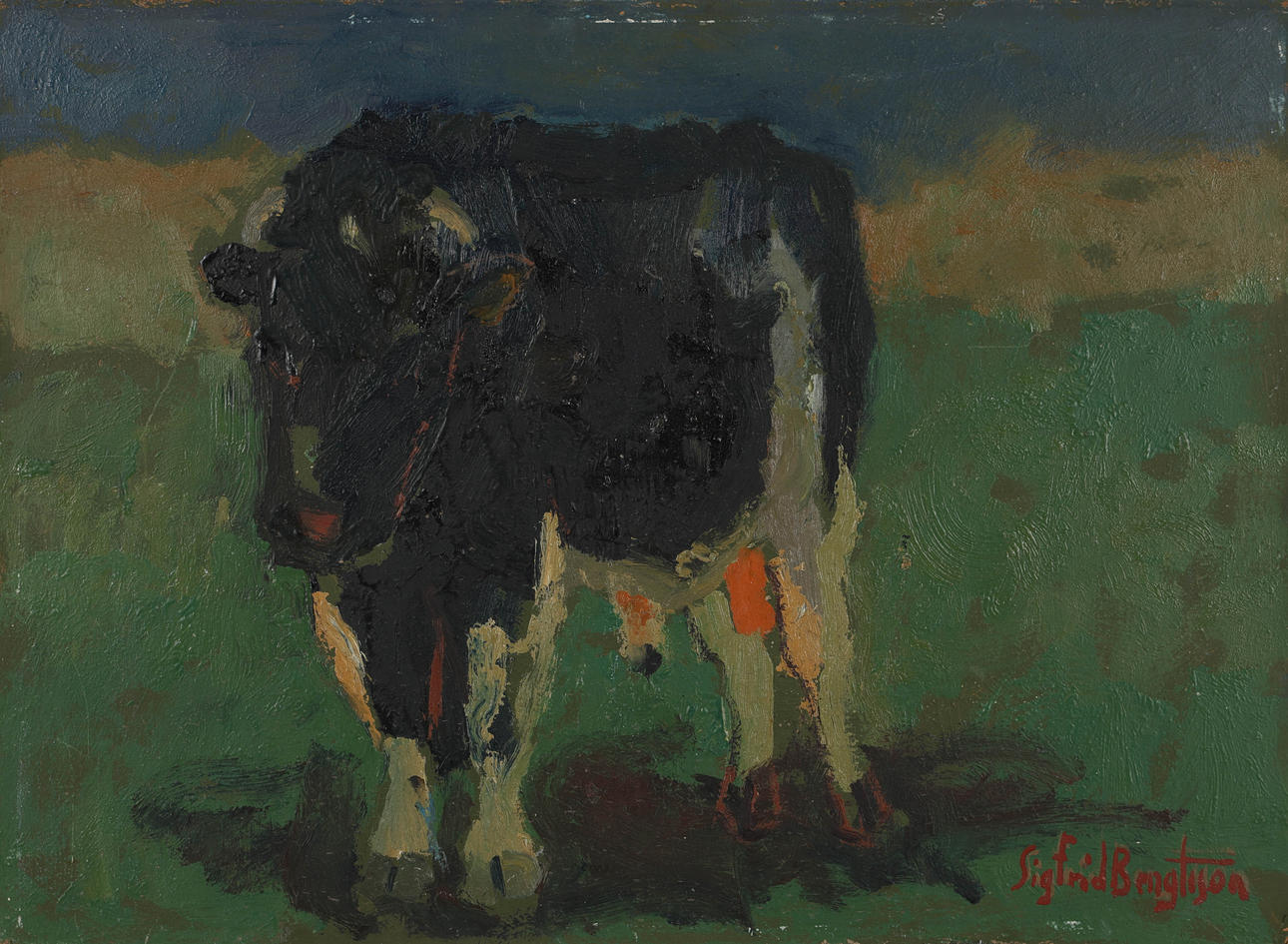 SIGFRID BENGTSSON. “Bull”, oil on panel, signed.