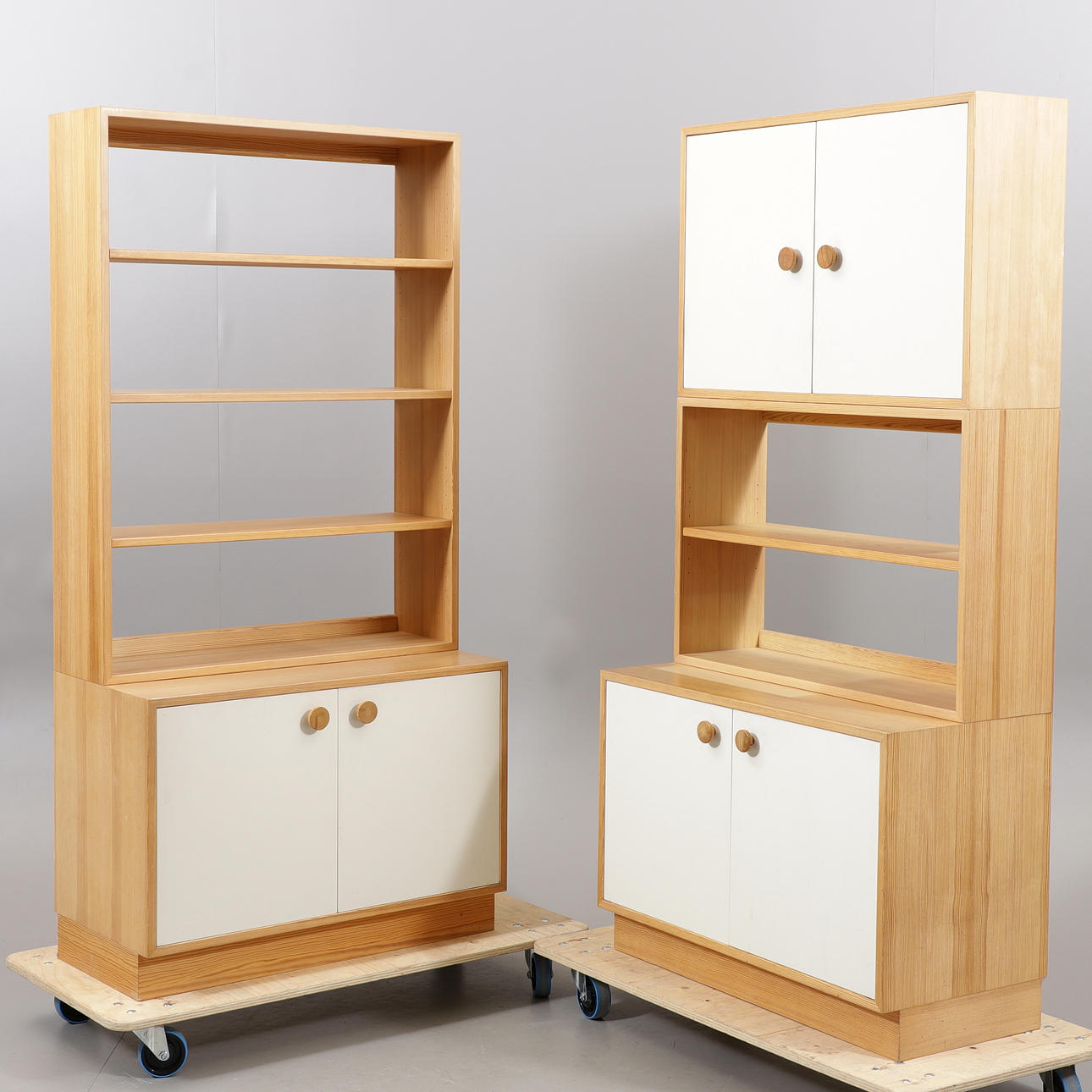 KARIN MOBRING. Bookshelf/cabinet, pine/plastic lacquer, “Rydbo”, Ikea, 1969.