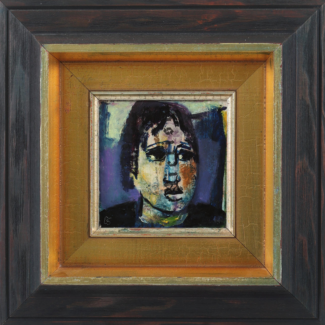 OLLE GUSTAFSSON. “Portrait”, mixed media, monogram signed.