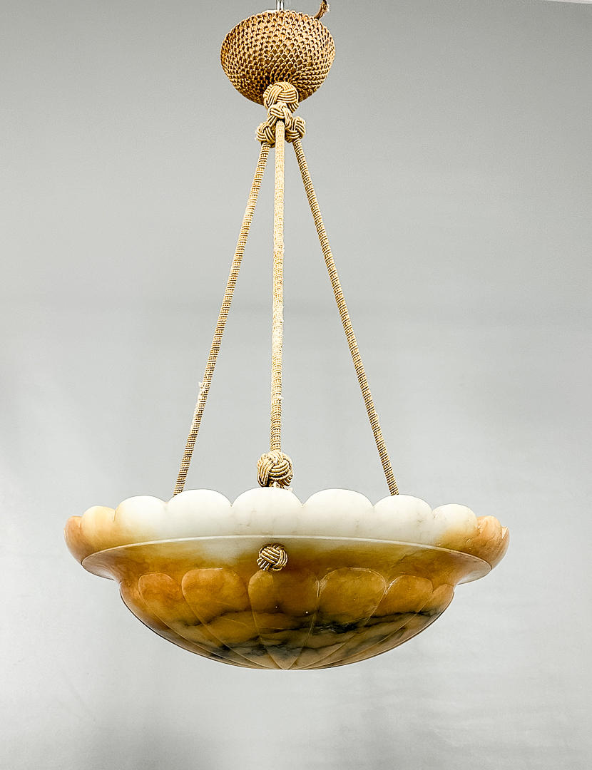 A 20th-century alabaster ceiling lamp.