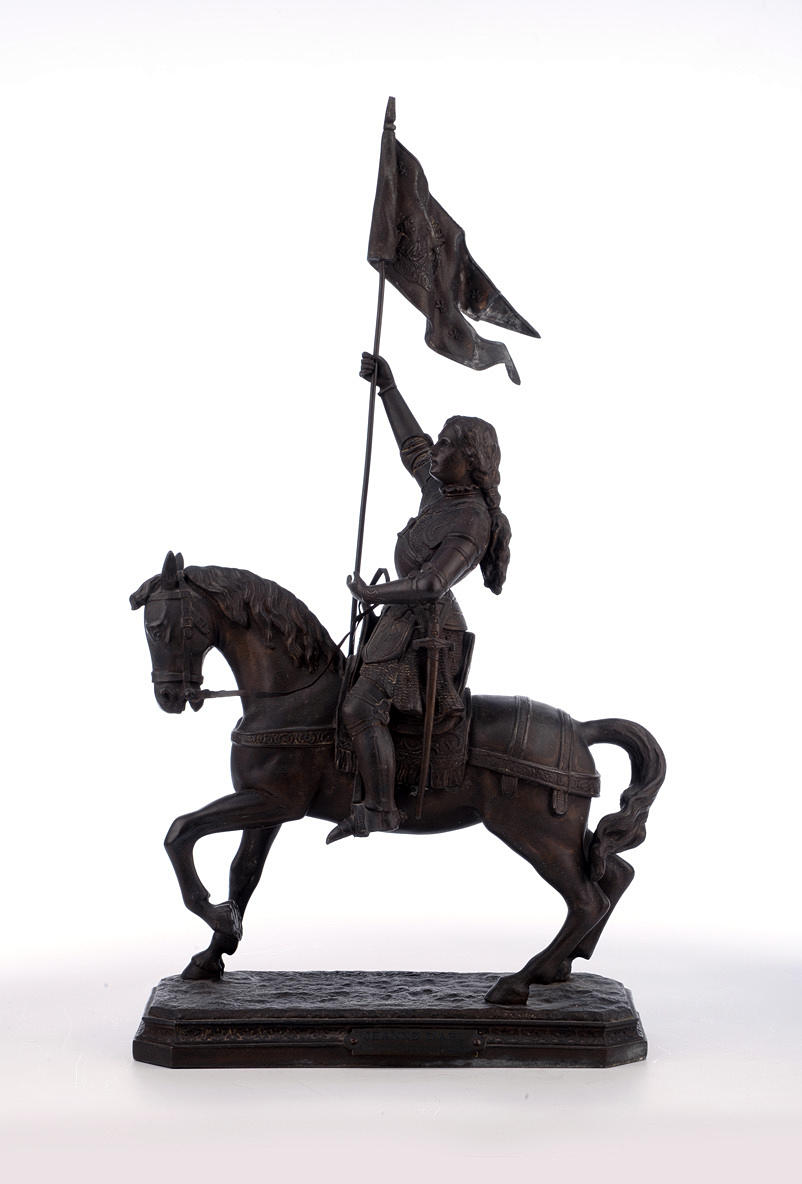 Joan of Arc, som flyger flaggan, på hästryggen. Grand tour objekt.