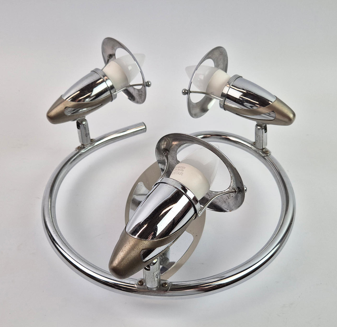 ITALIAN SPACE AGE CHROME WALL OR CEILING LIGHT.