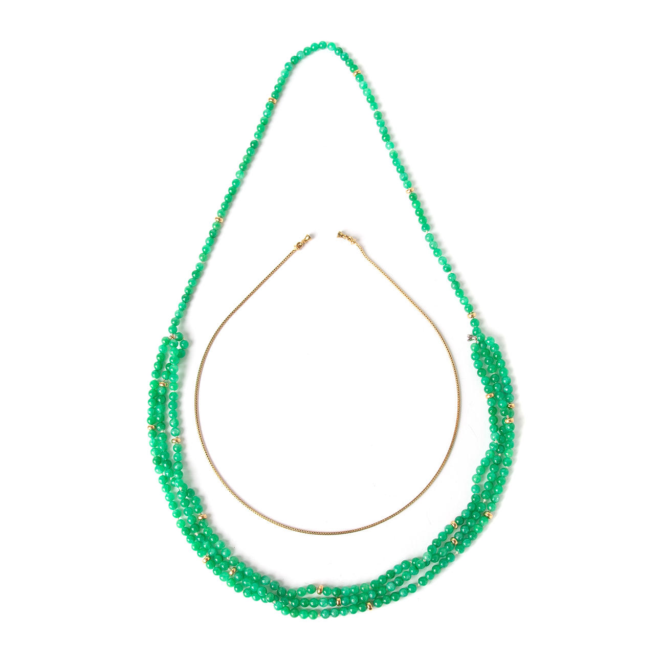 KEDJA samt COLLIER, 18K guld och krysopras.