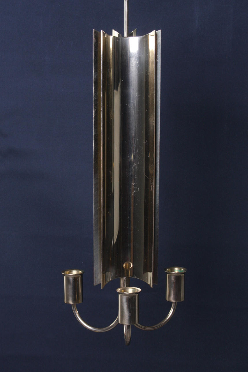 LJUSKRONA,reflex, för 3 st ljus, mässing, Pierre Forsell, Skultuna, 1900-talets andra hälft.