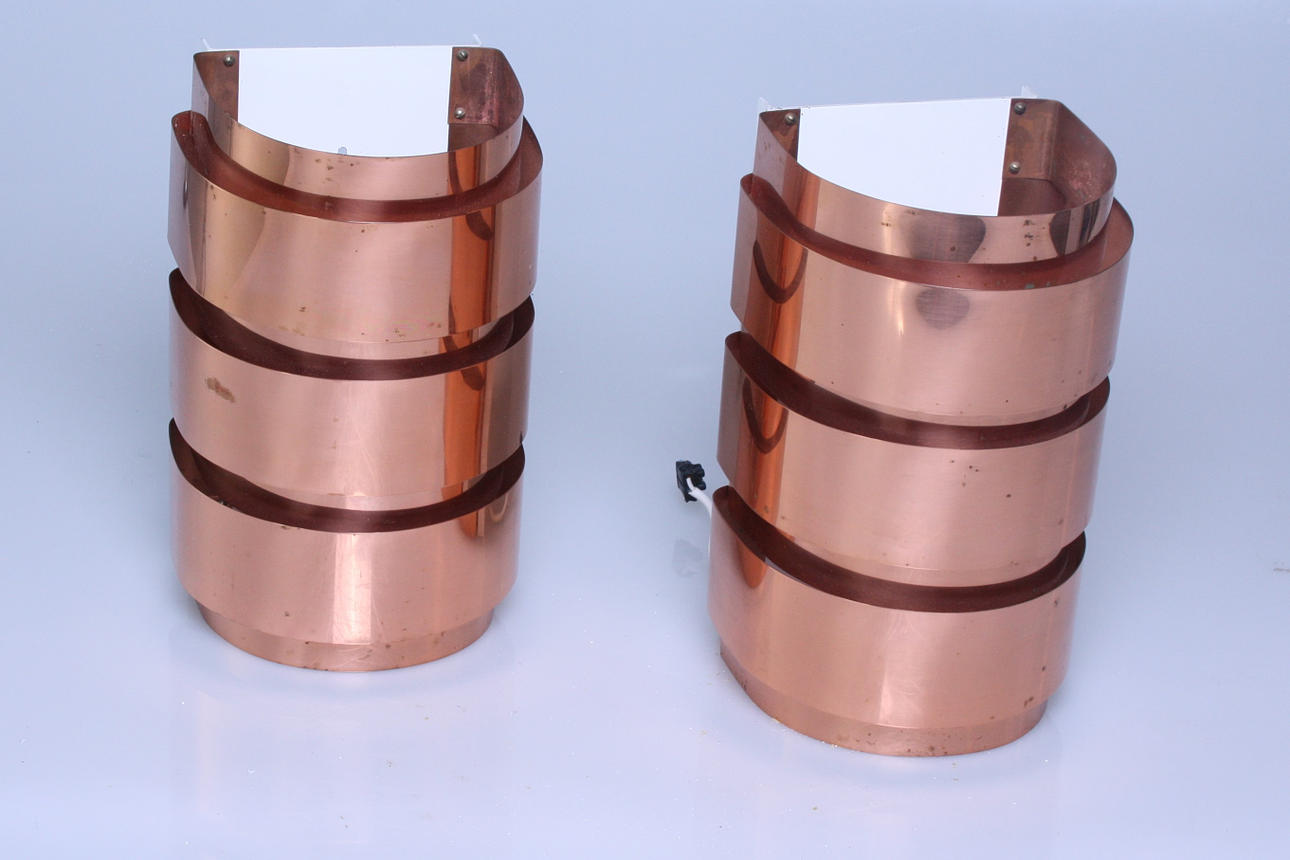 VÄGGLAMPOR, 1 par, koppar, Hans Agne Jakobsson.