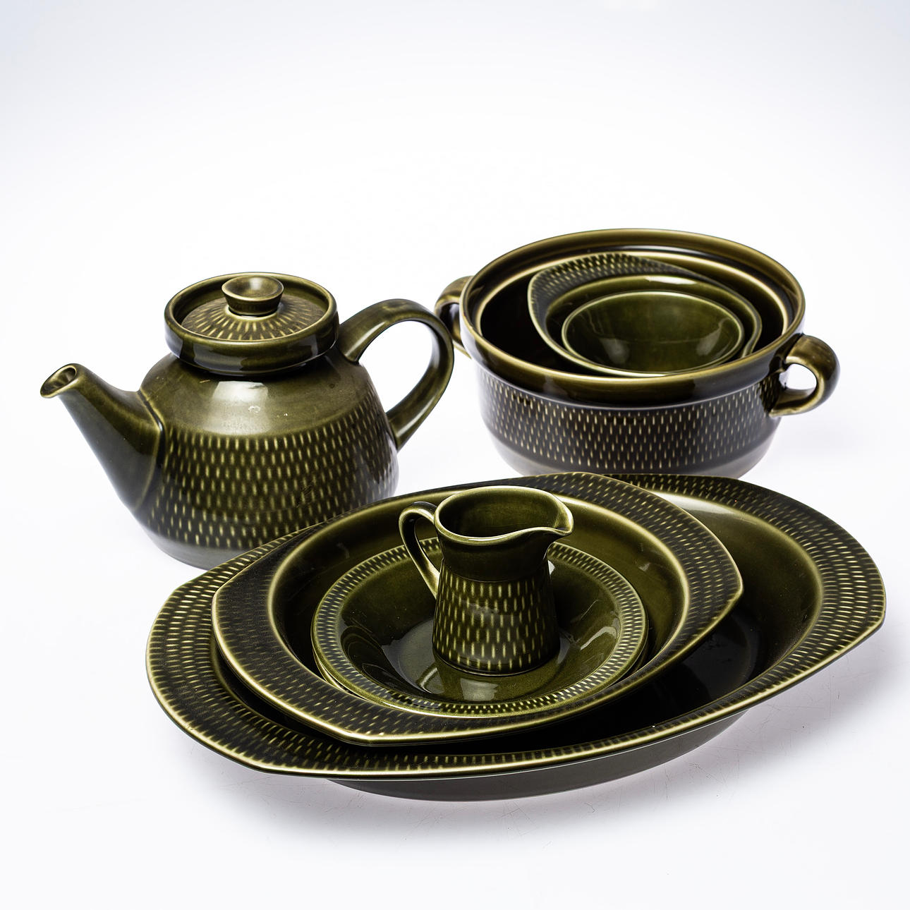 9-piece tableware, “Grönette”, Stavangerflint, Norway.