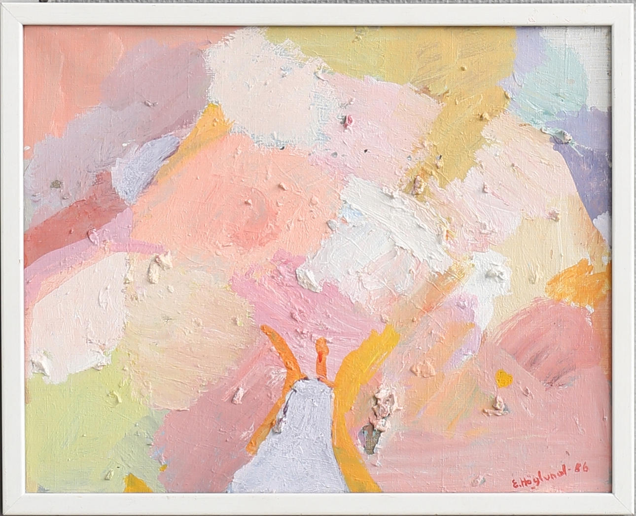 ERIK HÖGLUND. "Hon sa bara att...". Olja på duk, signerad och daterad -86.