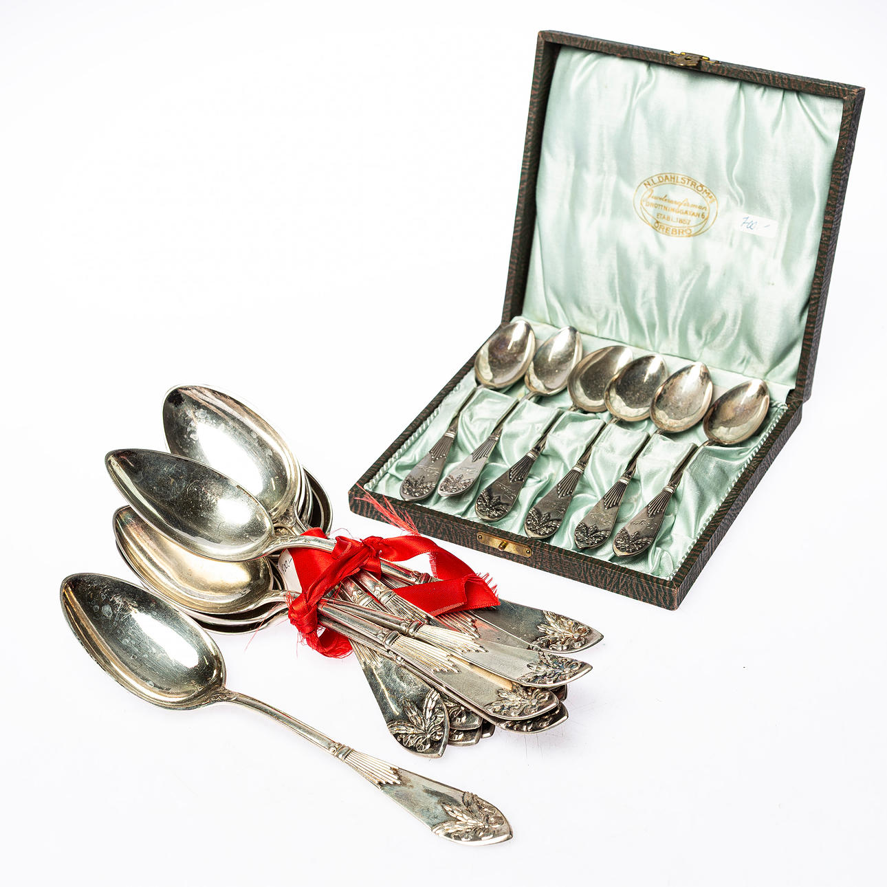 SILVER SPOONS, a batch of about 900g, “Empire”, early 20th century ...