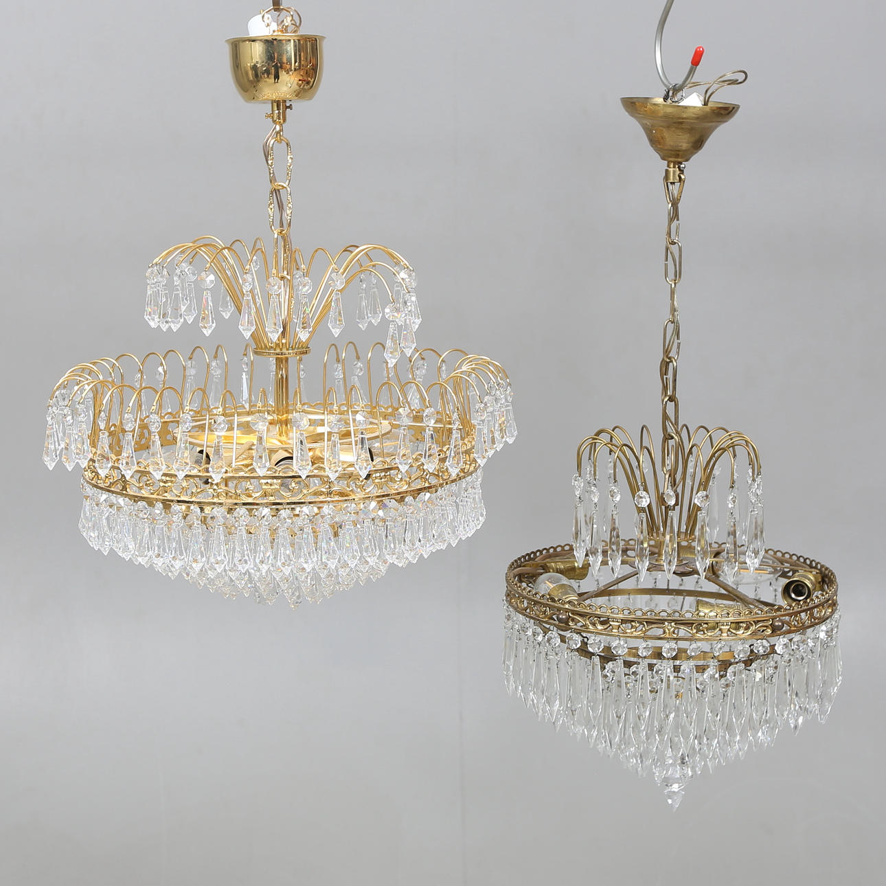 CHANDELIERS, 2 pcs, with prisms.