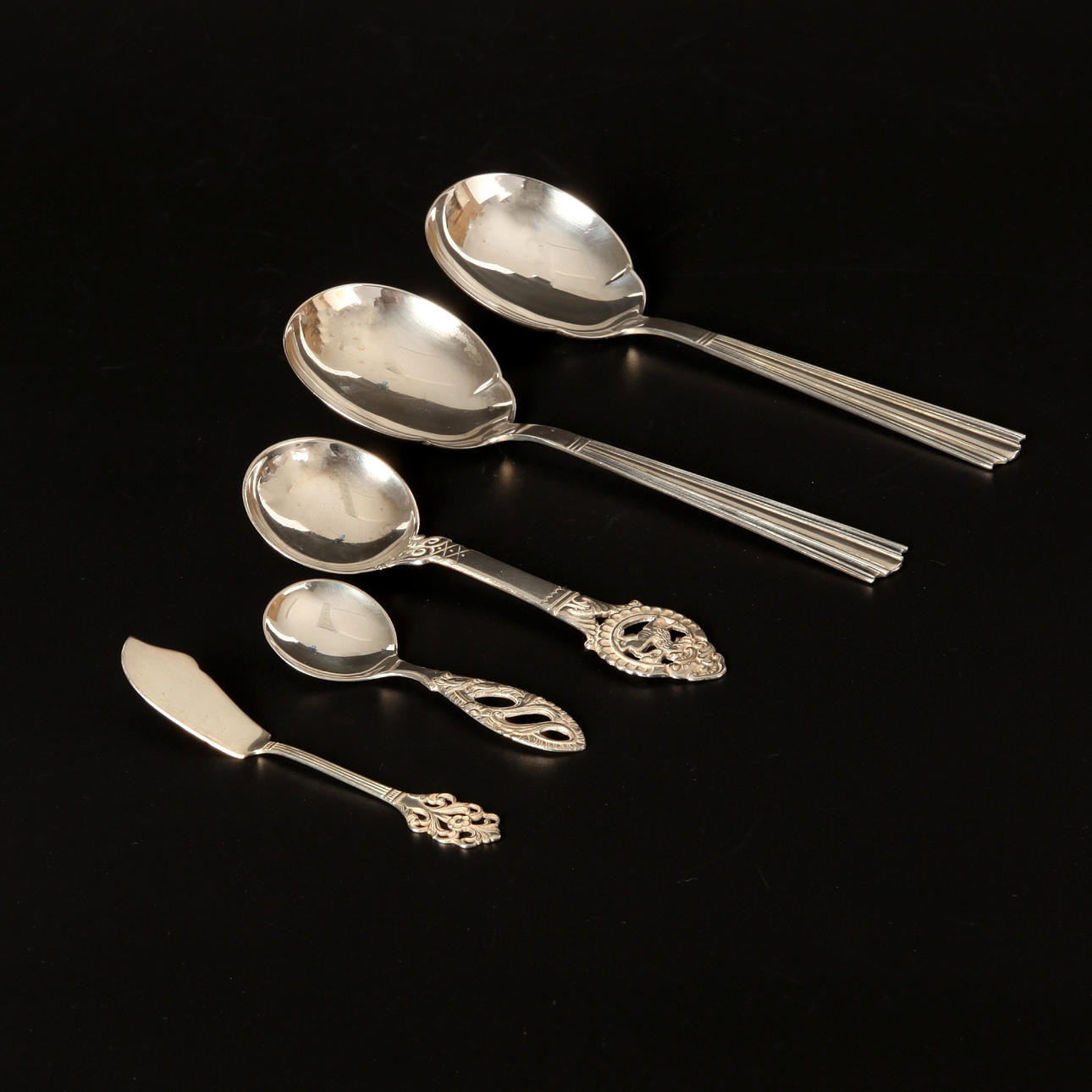 A set of five silver objects, Norway and Finland, 20th century.