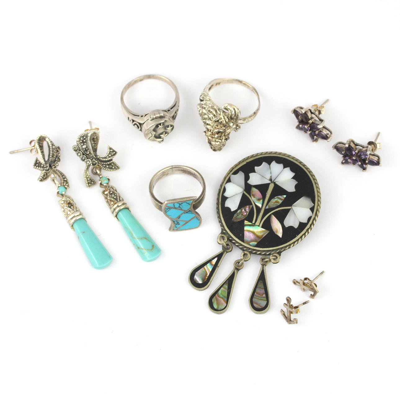 QUANTITY OF SILVER JEWELLERY.