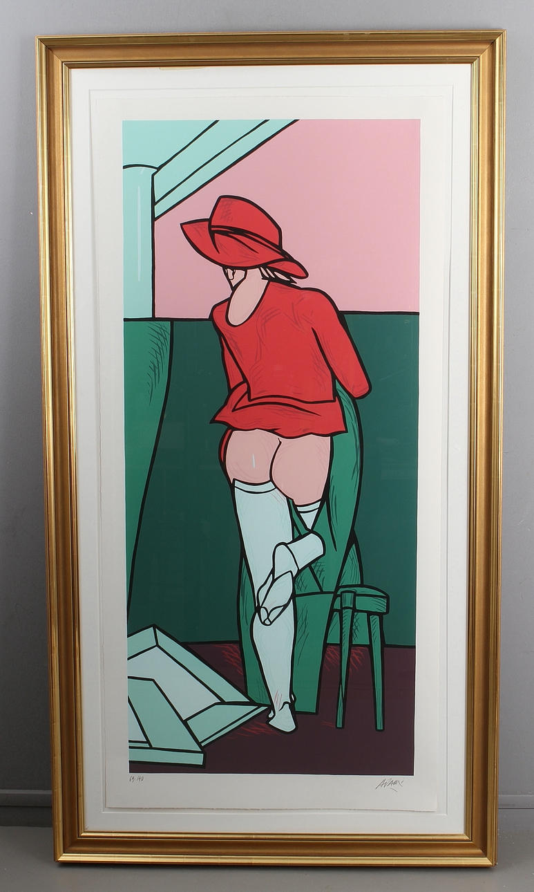 VALERIO ADAMI. "La Visita II", färgserigrafi, signerad och numrerad 69/140.