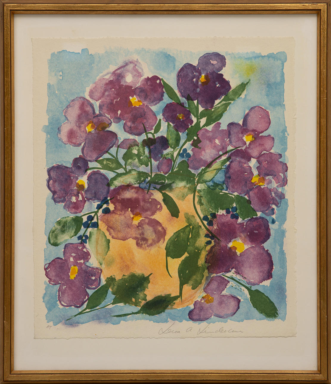LENA LINDERHOLM. “Violets from Toulouse”, sample print, signed.