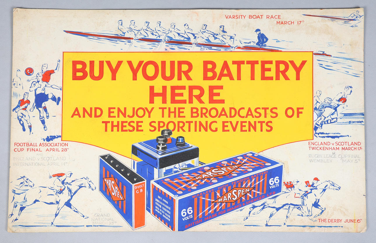 A HAND PAINTED MARSPEN ADVERTISING SIGN.