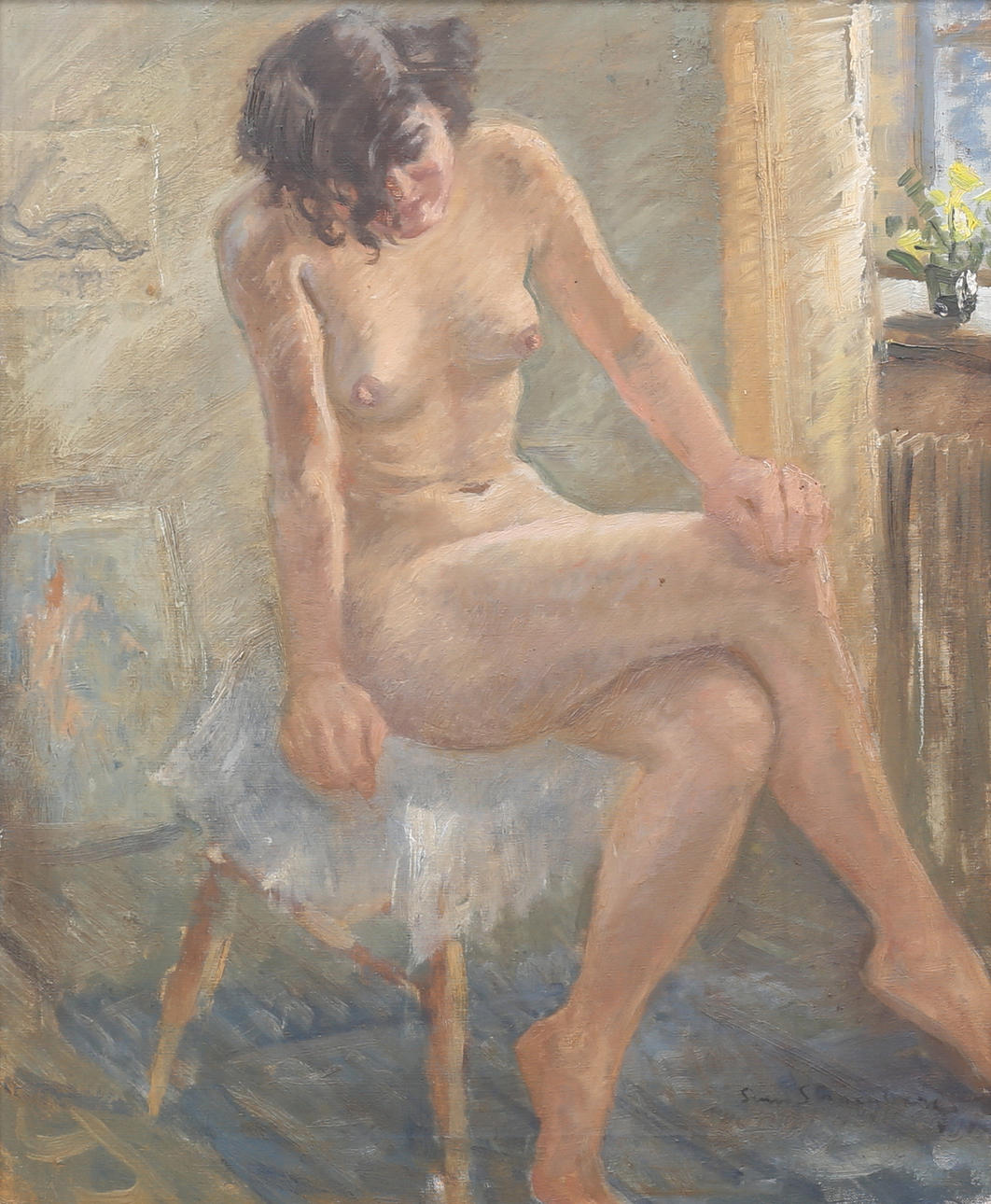 SVEN STRÖMBERG. Oil on canvas, nude study, signed.