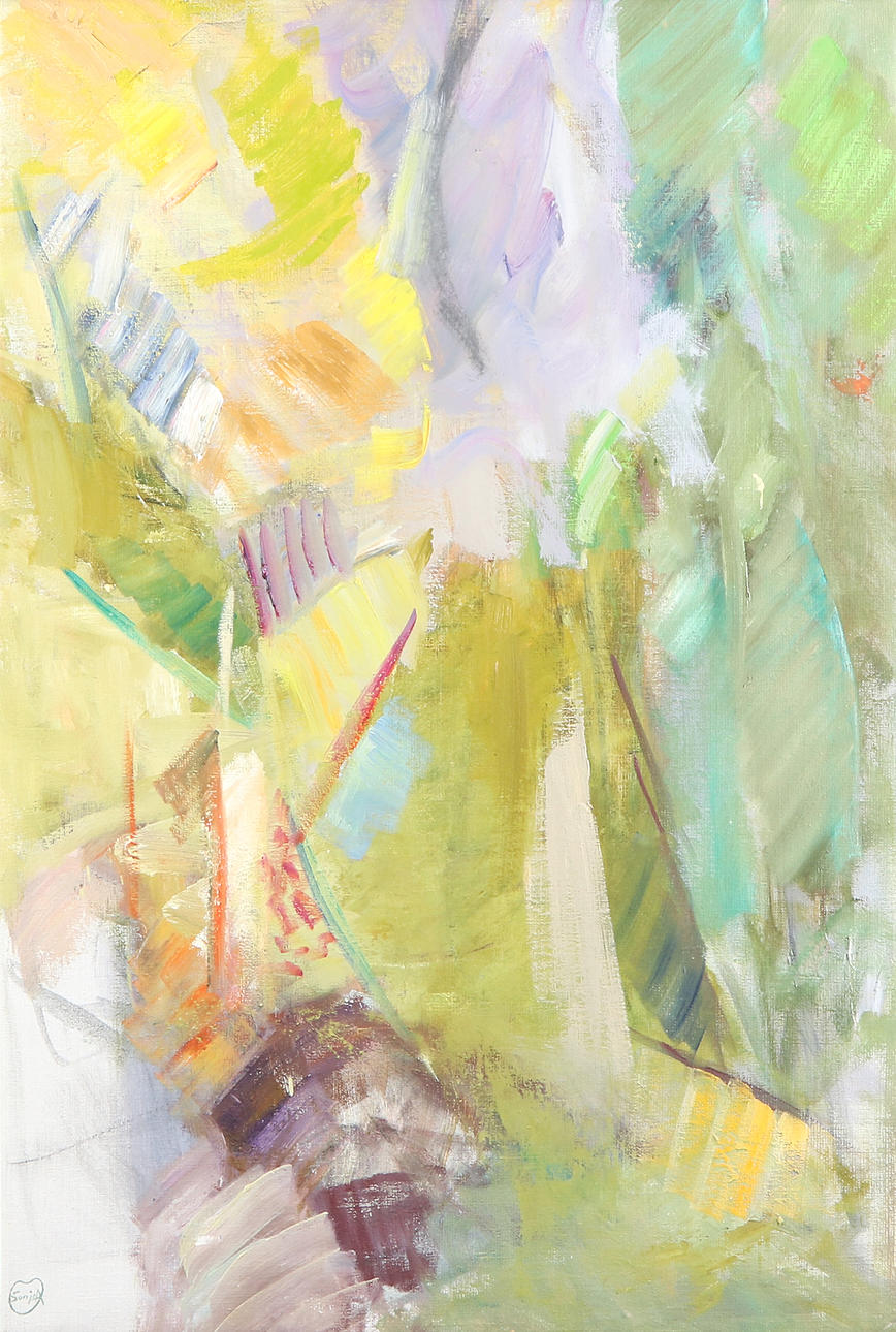 SONJA E M ANDERSSON. Oil painting on canvas. Composition. Signed.